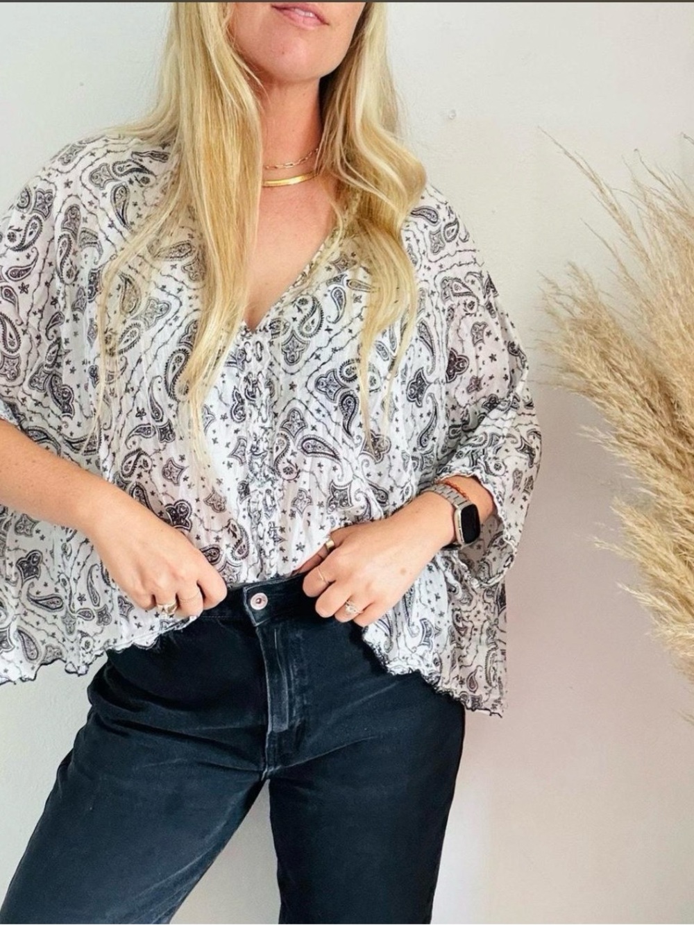 Zadig & Voltaire Toronto Print Paisley Cotton Blouse in White & Black Like New